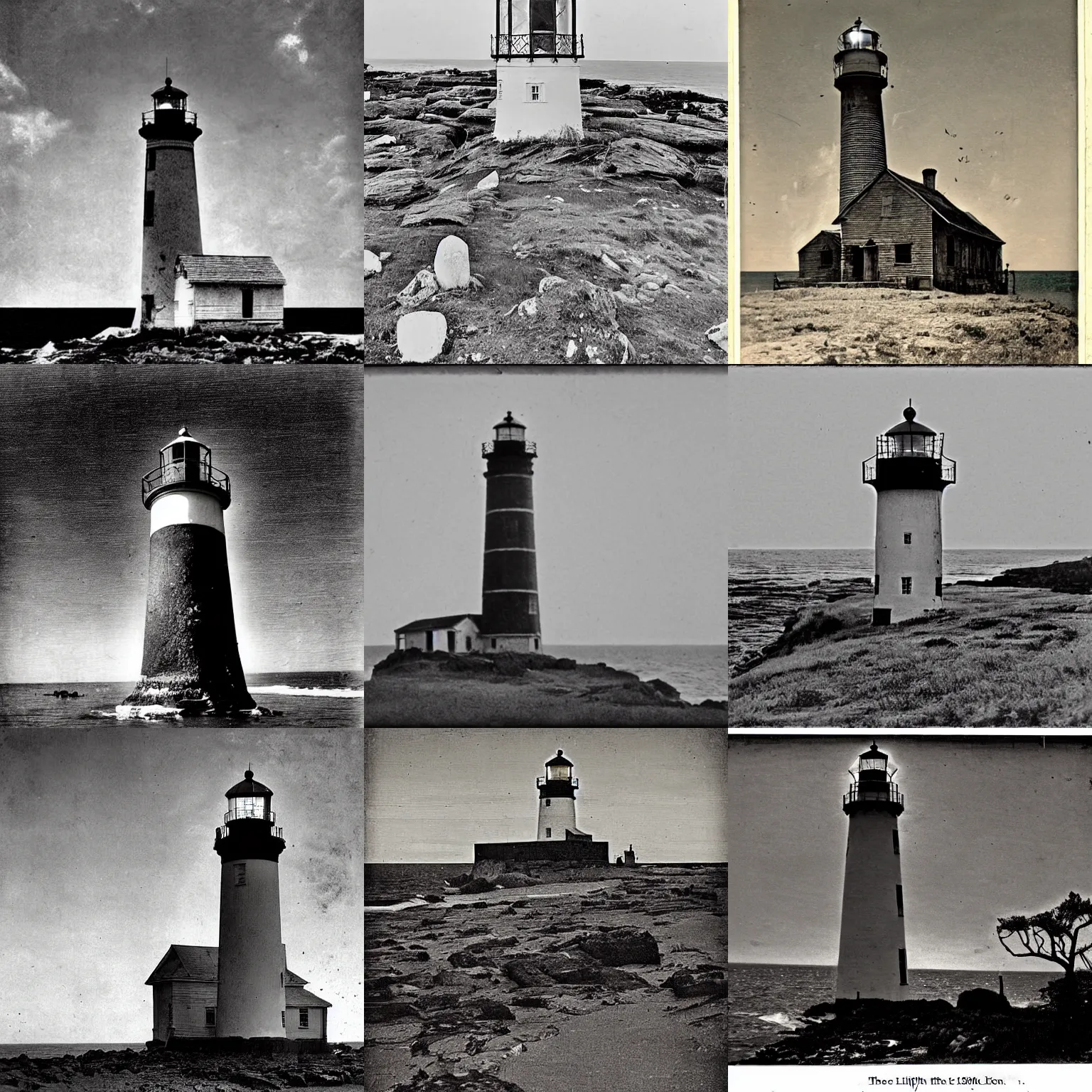 Prompt: the cult of the lighthouse. Dilapidated 1800s lighthouse. 1800s photo.