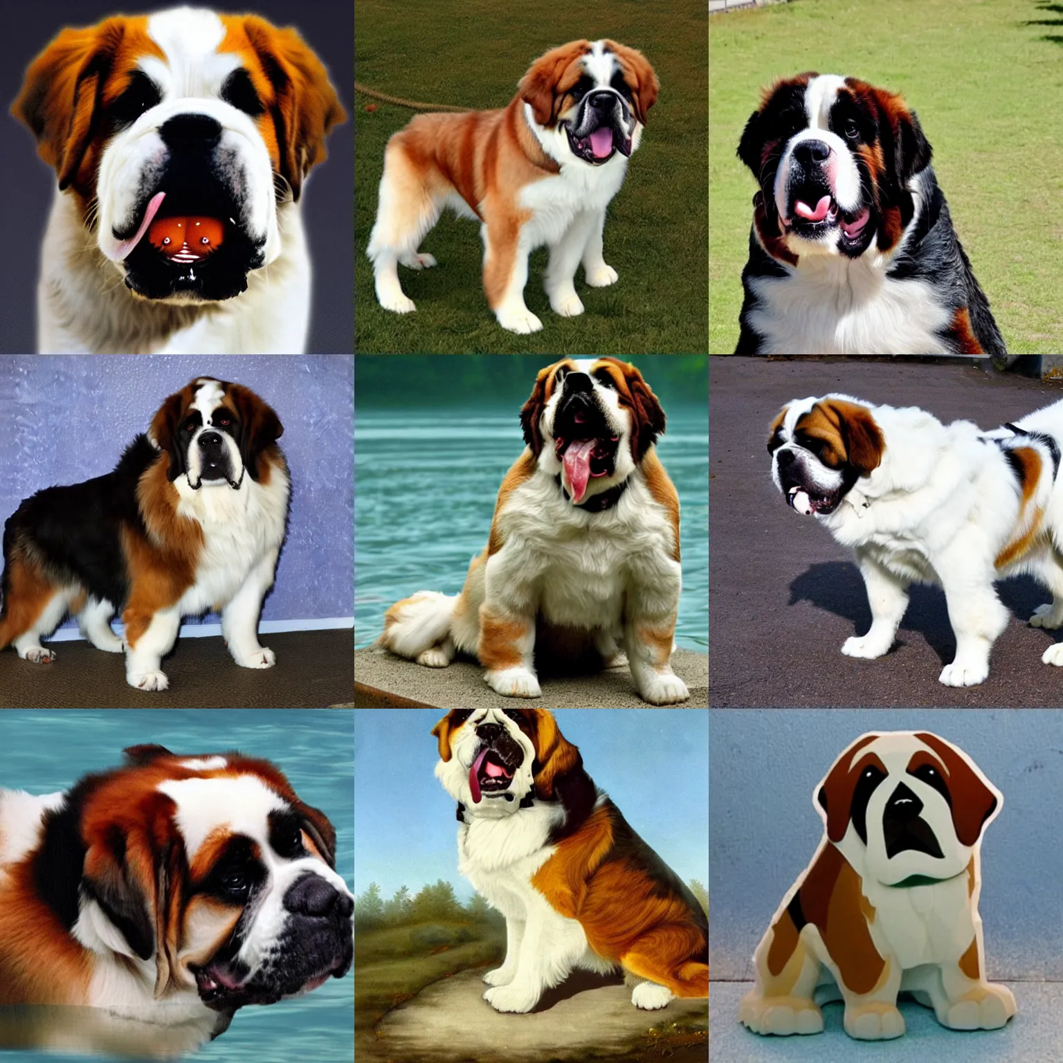 Prompt: a saint bernard dog in the shape of a piranha