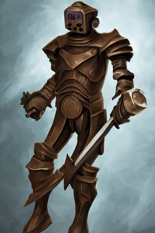 Image similar to a D&D warforged, dungeons and dragons, digital painting