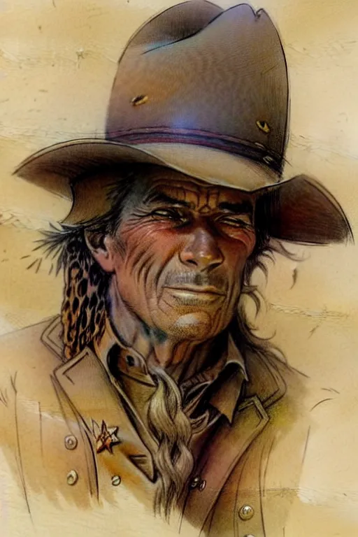 Image similar to (((((1950s wold west cowboy . muted colors.))))) by Jean-Baptiste Monge !!!!!!!!!!!!!!!!!!!!!!!!!!!