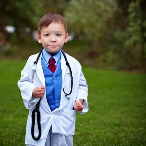 Prompt: full body photo of a little kid as a doctor