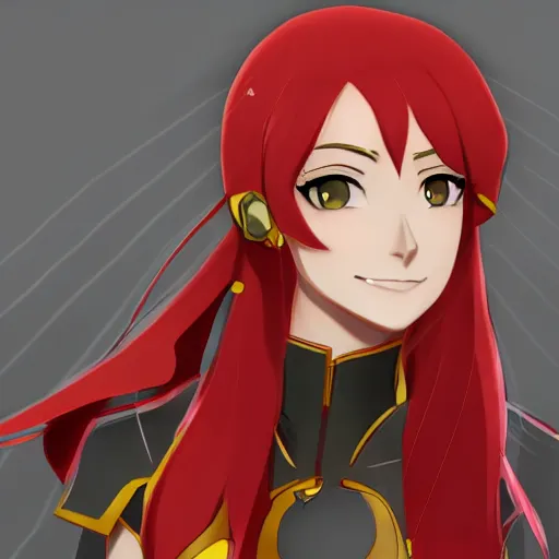 Prompt: A portrait of Pyrrha Nikos from RWBY, anime, artstation, Pixyv, Danbooru, Gelbooru, detailed, masterpiece