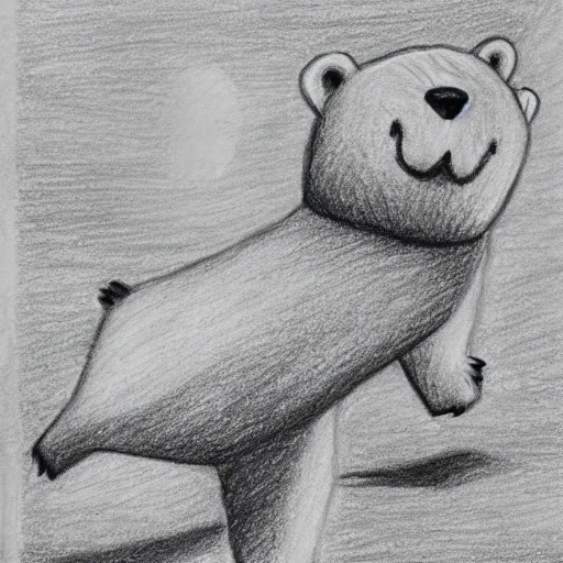 Prompt: a drawing of a polar bear playing softball