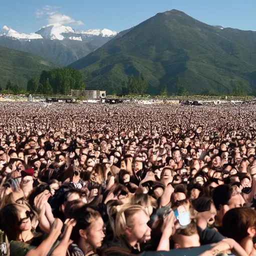 Prompt: the Ryan Gosling army filled the field, against the backdrop of a mountainous area