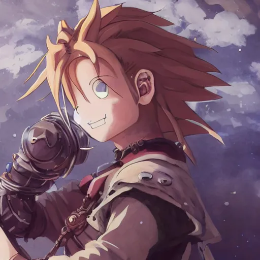 Image similar to steam punk, chrono trigger, detailed anime characters, starring crono, marle and ayla, vivid light, greg rutkowski, uhd, uhd uhd uhd, 8 k, shallow depth of field, intricate detail, concept art!