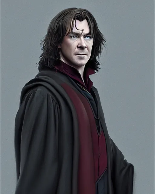 Image similar to portrait of Chris Hemsworth as Professor Snape by Stanley Artgerm Lau, WLOP, Rossdraws, James Jean, Andrei Riabovitchev, Marc Simonetti, and Sakimichan, trending on artstation