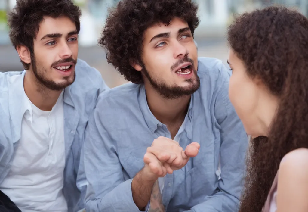 Prompt: weird guy trying to talk to a girl, hd, high detailed