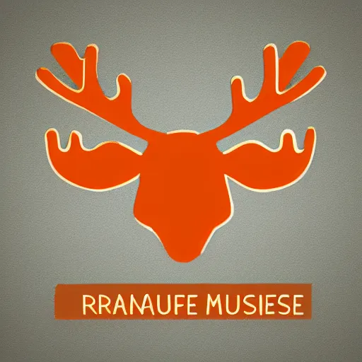 Image similar to an orange moose logo with maple leaf antlers, graphic design, logo