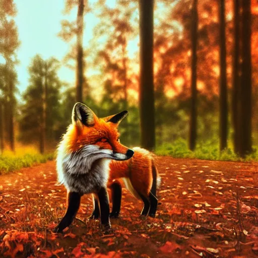 Prompt: a portrait of a fox in a scenic environment by alena aenami