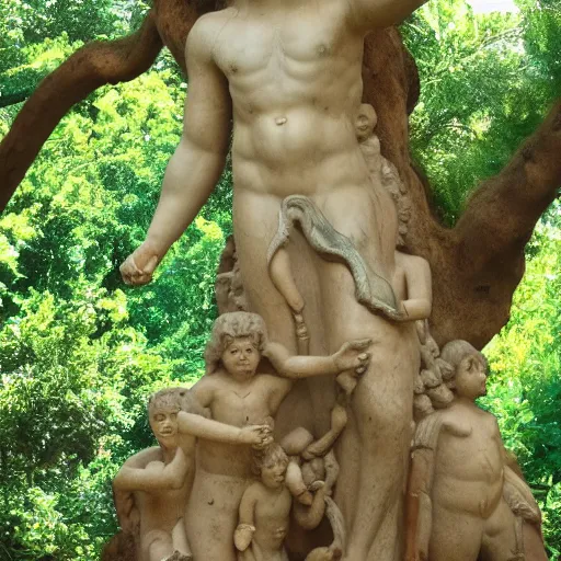 Prompt: high quality photo of cherubim protecting the tree of life in the garden of eden, award winning photography