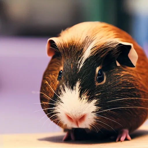 Prompt: adorable little guinea pig looking at the camera