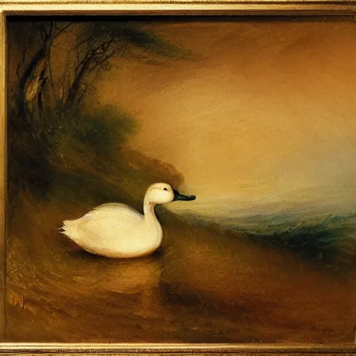 Prompt: a duck on the prowl oil painting J.M.W. Turner