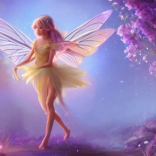 Image similar to magical small female fairies 🧚‍♀️ glowing effect, magical world, magical power, magical flowers, hyperreal,artstation, concept art, smooth, sharp focus ,golden ratio, rule of third , illustration, highly detailed, hd,
