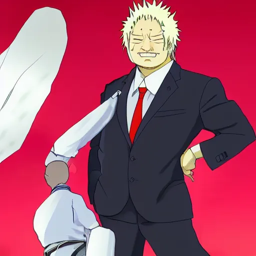 Image similar to Boris Yeltsin in the style of Naruto, anime