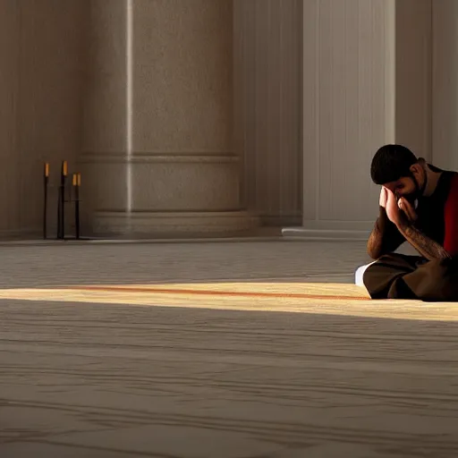 Image similar to muslim praying in the day of judgement 4 k quality super realistic