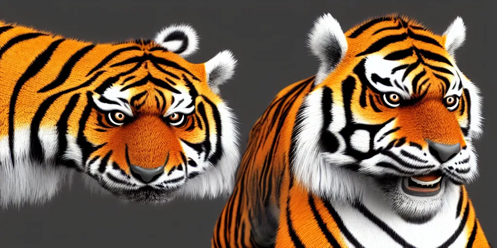 Image similar to tiger pattern, fur, octane render, 3d render, texture map, hair map, fur map, unreal engine 5