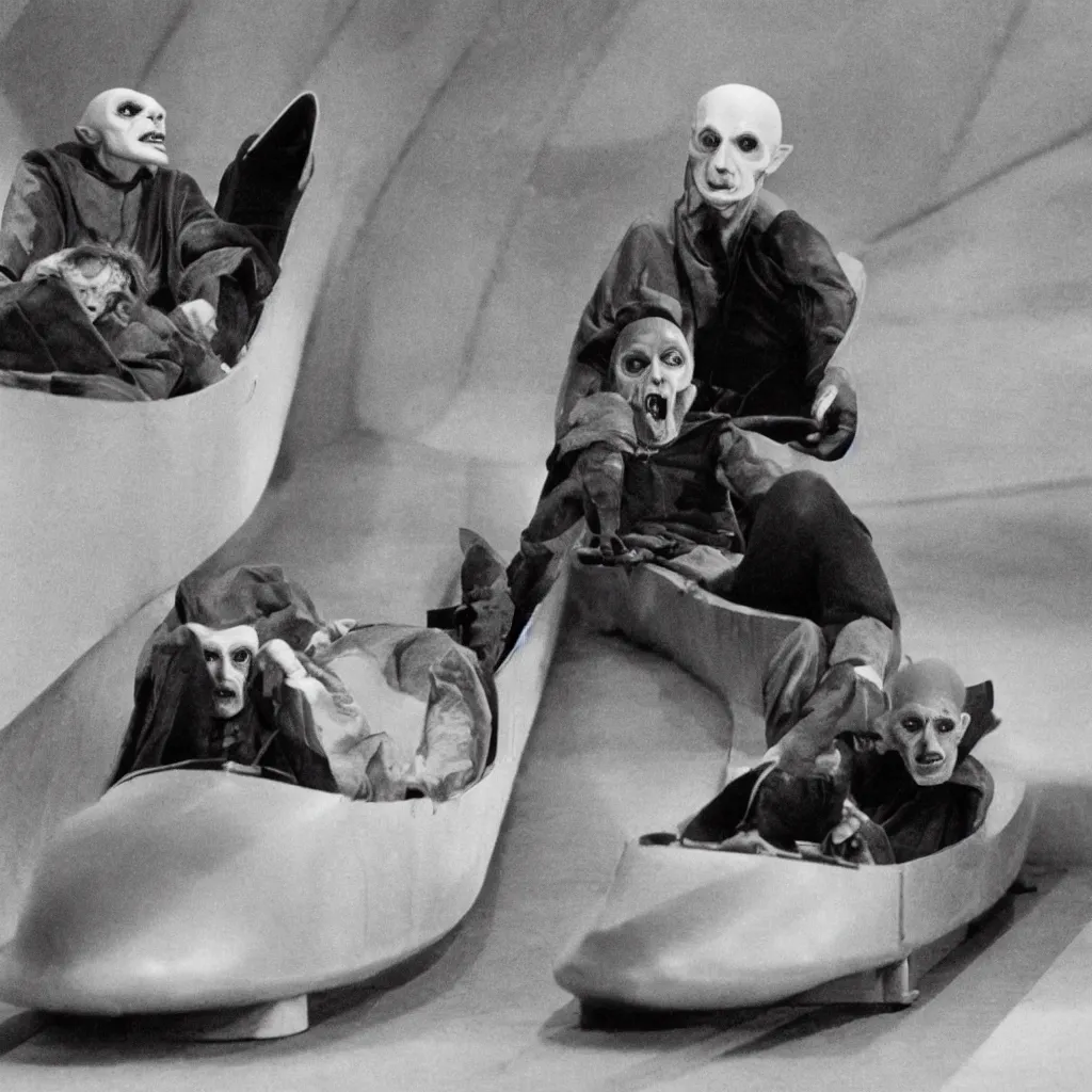 Image similar to nosferatu in a bobsleigh