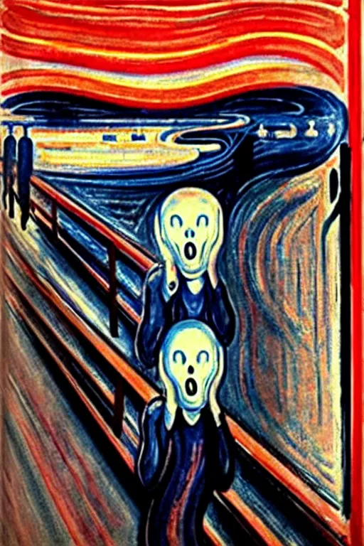 Prompt: elon musk screaming as the scream by edvard munch