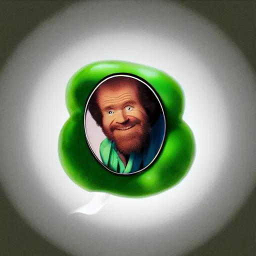 Image similar to bob ross as an avocado embryo