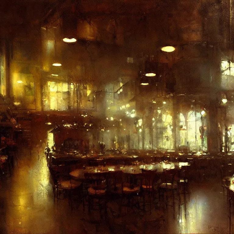Image similar to interior of pizzeria by jeremy mann