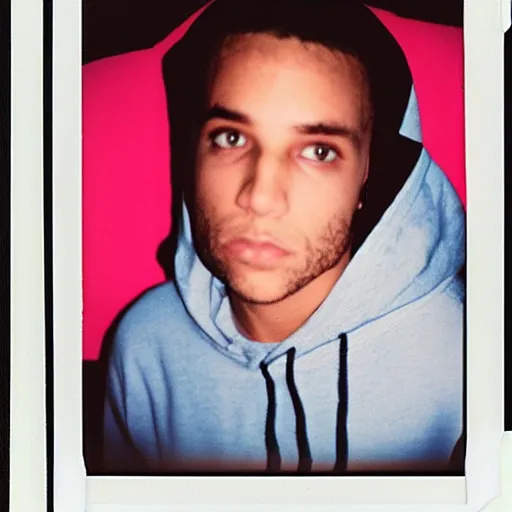 Prompt: hoodie in 80s, Polaroid photo, by Warhol