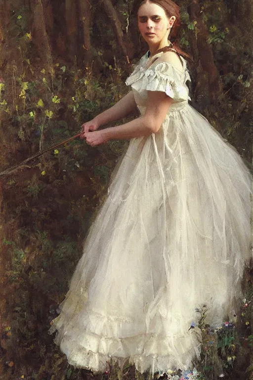 Prompt: Richard Schmid and Jeremy Lipking and Antonio Rotta full length portrait painting of a young beautiful traditonal alice from Alice in Wonderland