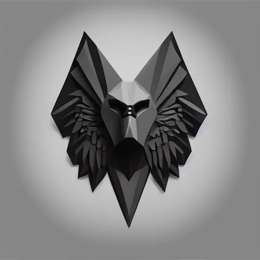 Image similar to 2 dimensional, vector, low poly, eagle icon, black background, cgsociety, artstation