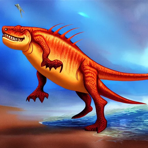 Image similar to fish dinosaur concept art