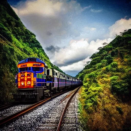 Prompt: “a railway train in Colombia, realistic”