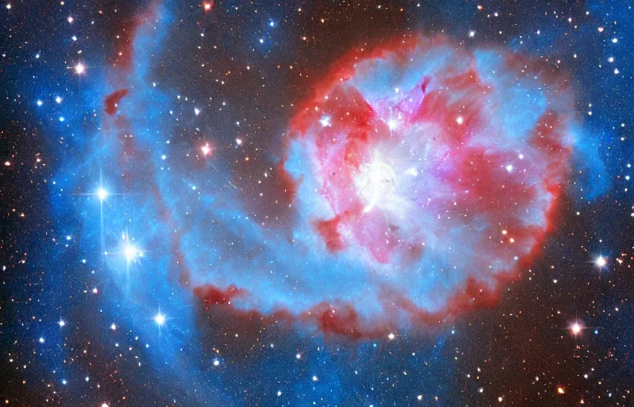 Image similar to nebula in the shape of a blue heart by Hubble telescope