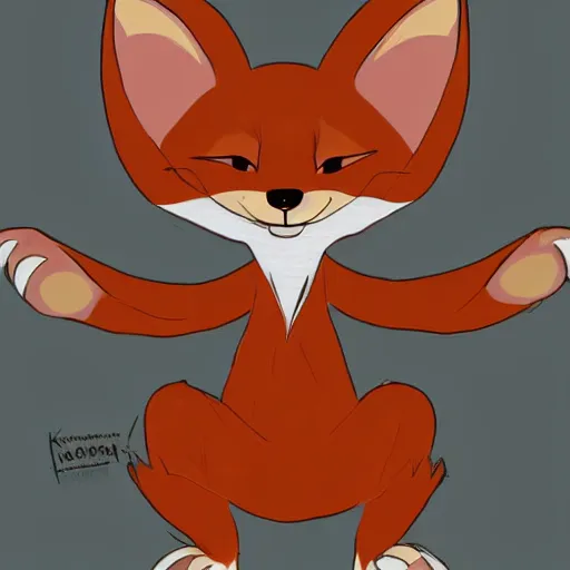 Image similar to an anthropomorphic fox, fursona!!!! trending on furaffinity, by kawacy, by don bluth