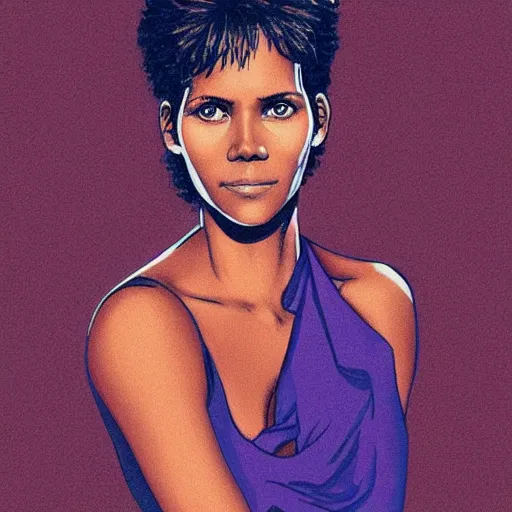 Image similar to “ halle berry retro minimalist portrait by jean giraud, moebius, sharp, smooth face, comic, 8 k ”