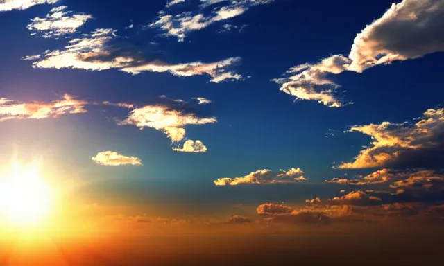 Prompt: beautiful picture of a perfect blue sky in high altitude, many big drops of water floating quietly in a cylinder shape, hot and sunny highly-detailed, elegant, dramatic lighting, artstation, 4k, cinematic landscape, photograph by National Geographic
