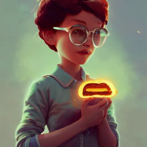 Image similar to super intelligent toasted bread smiled at me, cute pixar character, volumetric lighting, dynamic composition, fantasy, hyper detailed, ultra realistic, sharp focus, octane render, concept art by sachin teng and sergey kolesov and ruan jia and heng z