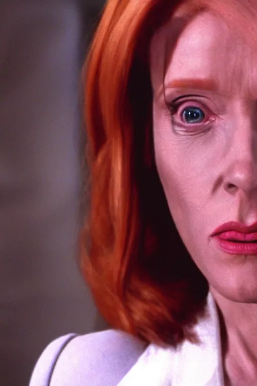 Prompt: dana scully tranforming into an alien