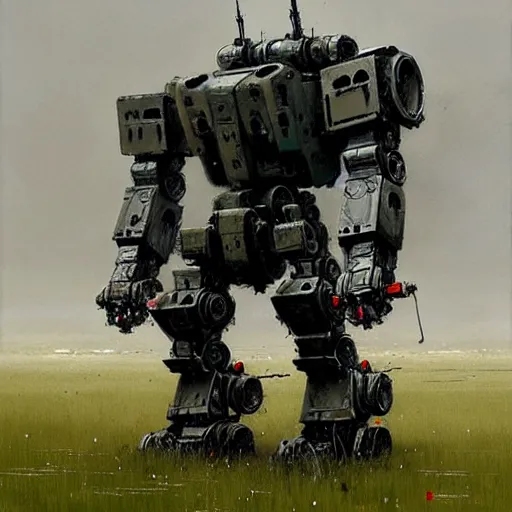 Image similar to four legged war machine mech art by jakub rozalski