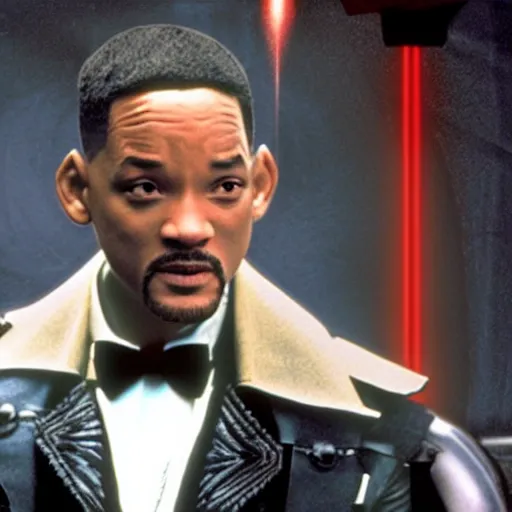 Prompt: will smith in star wars fighting darth Vader