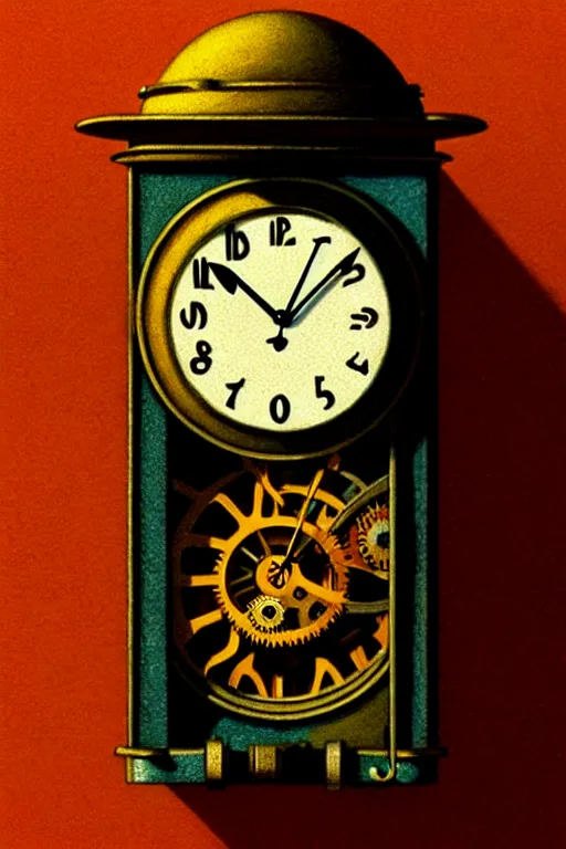 Image similar to steampunk pocket clock, edward hopper and james gilleard zdzislaw beksisnski higly detailed
