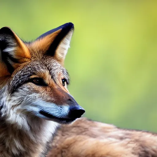 Prompt: professional photograph of a tawny wolf, high quality, hd, 8 k, 4 k, magnificent, award - winning, nature, nature photography, awe - inspiring, highly detailed, amazing