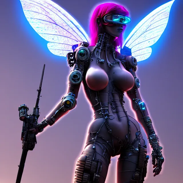 Prompt: cyberpunk fairy warrior, highly detailed, 8 k, hdr,, clayton crain