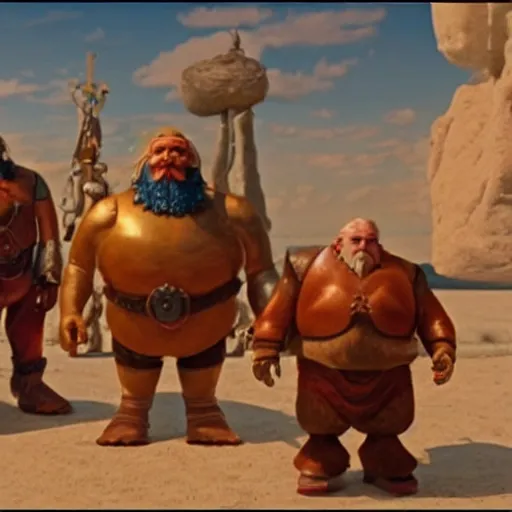 Prompt: screenshot taken from the movie gulliver travel, dwarves are demonic robots, high detailed, smooth draw, retrofuturism, created by michaelangelo.