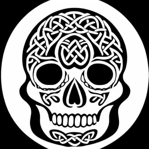 Prompt: a small vector tattoo design. celtic sugar skull.