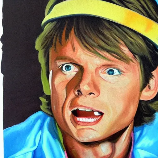 Image similar to a painting of marty mcfly from back to the future