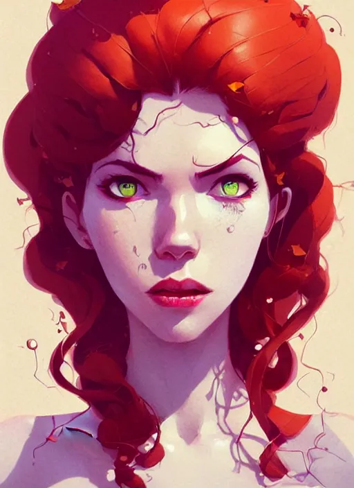 Image similar to highly detailed portrait of poison ivy, magnificent, photographic realistic background, by atey ghailan, by greg rutkowski, by greg tocchini, by james gilleard, by joe fenton, by kaethe butcher, trending on instagram, award winning details