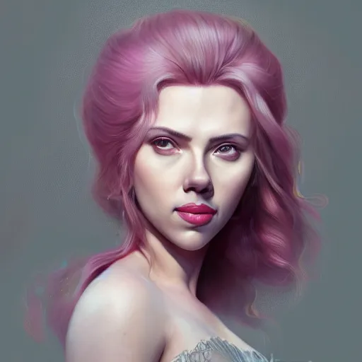 Prompt: detailed portrait of scarlett johansson as princess bubblegum, beautiful, fantasy, intricate, elegant, highly detailed, digital painting, artstation, concept art, matte, sharp focus, illustration, art by aenaluck, artgerm and roberto ferri and greg rutkowski, epic fantasy, digital painting