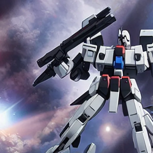 Image similar to a film still from the live action Gundam Unicorn movie, high detail