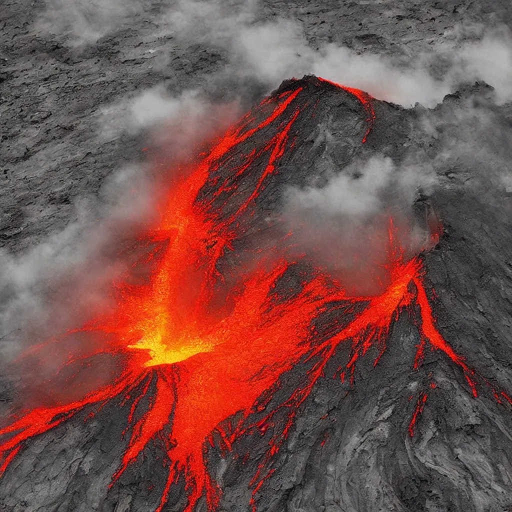 Prompt: erupting volcano graphic art