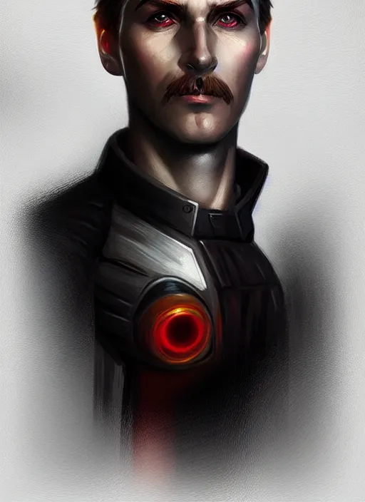 Image similar to « a portrait o cyberpunk joseph stalin, glowing eyes, a digital painting by charlie bowater, featured on cgsociety, fantasy art, behance hd, wiccan, artstation hd »