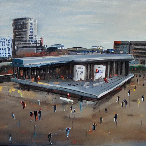 Image similar to a messy painting of The Southbank Centre. Trending on ArtStation.