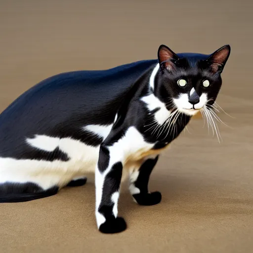Image similar to a feline killerwhale - cat - hybrid, animal photography